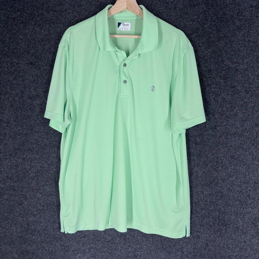 Izod Polo Shirt Men 2XL Green Button Up Collared Short Sleeve Golf Regular